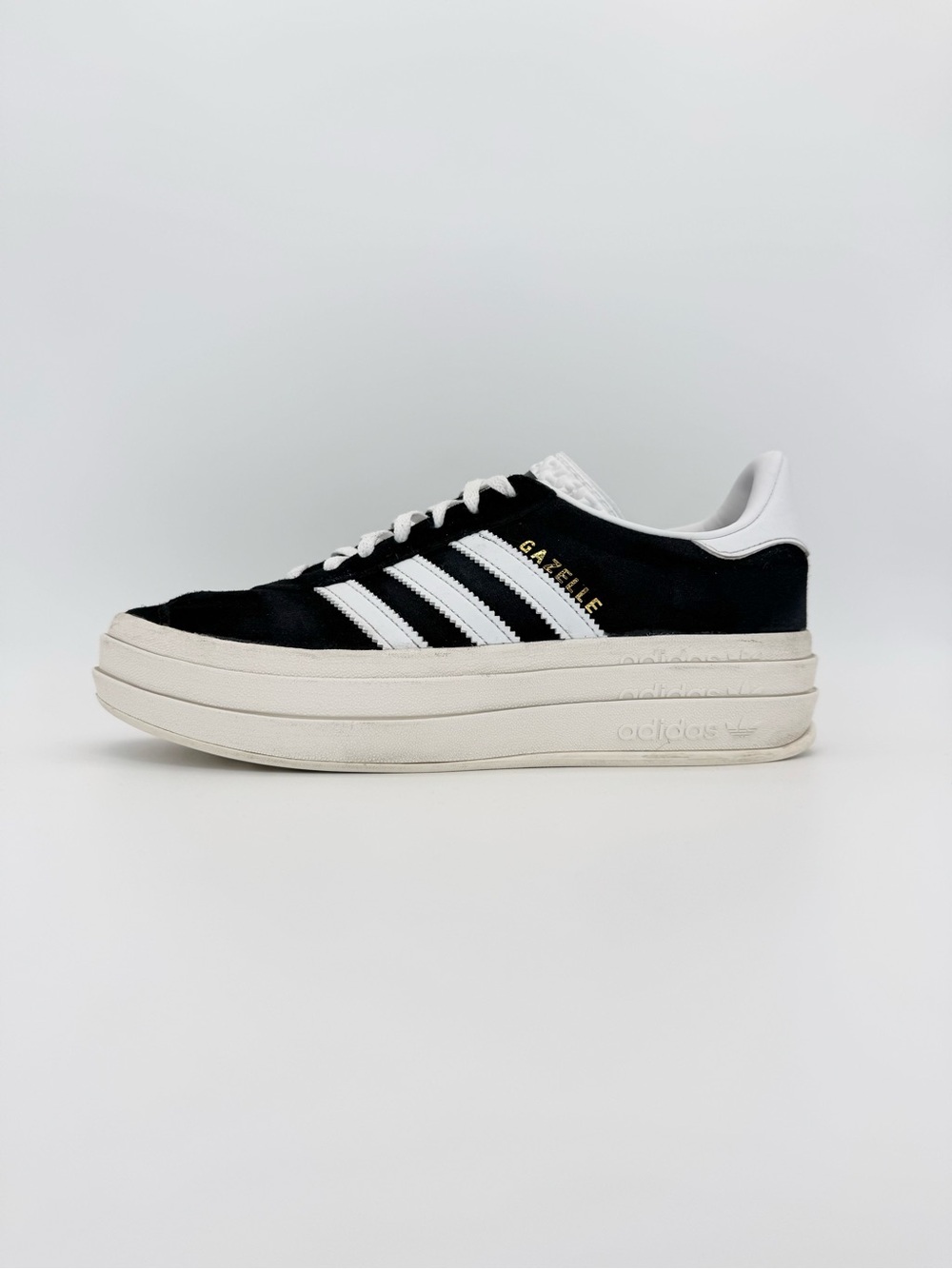 ADIDAS Gazelle Bold Sneakers 7.5 Core Black Cloud White Platform Streetwear
